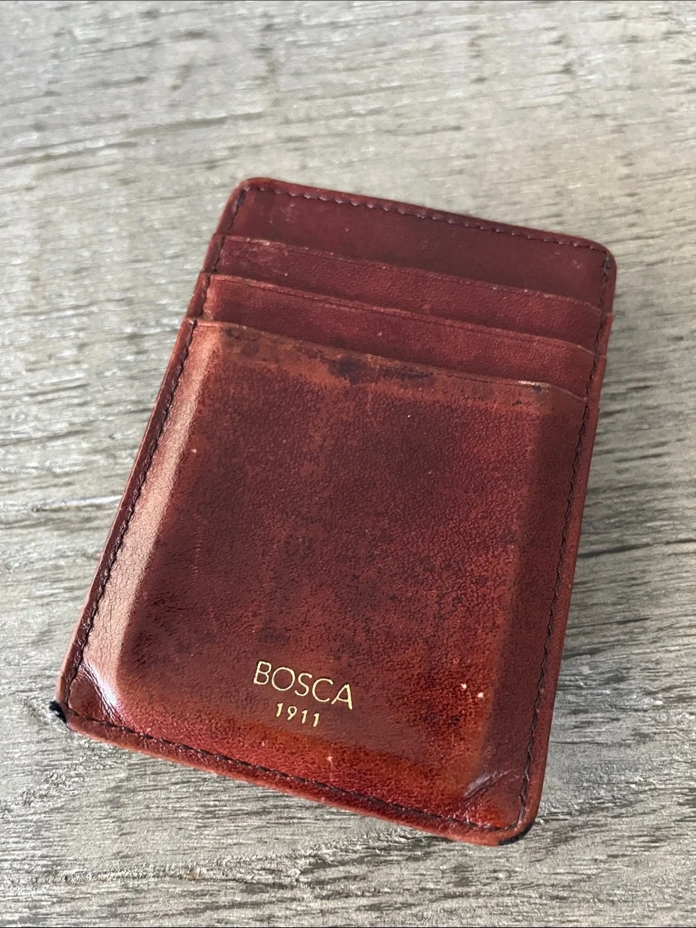 Bosca 1911 Cognac Leather Front Pocket  Wallet